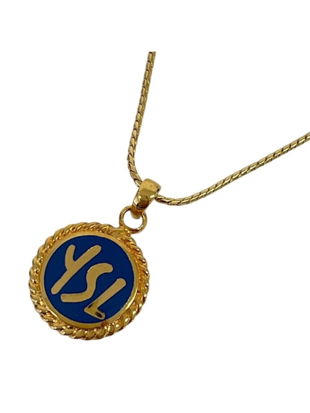 Saint Laurent Vintage YSL Logo Charm Pendant Gold Colored
